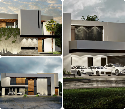 Renders de fachadas de casas diseñadas por Mercado Inmobiliario